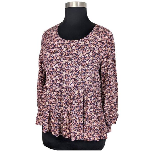 Jane and Delancey Tops - Jane and Delancey XL Blue Pink Floral Top Boho Cottagecore Empire Waist Career